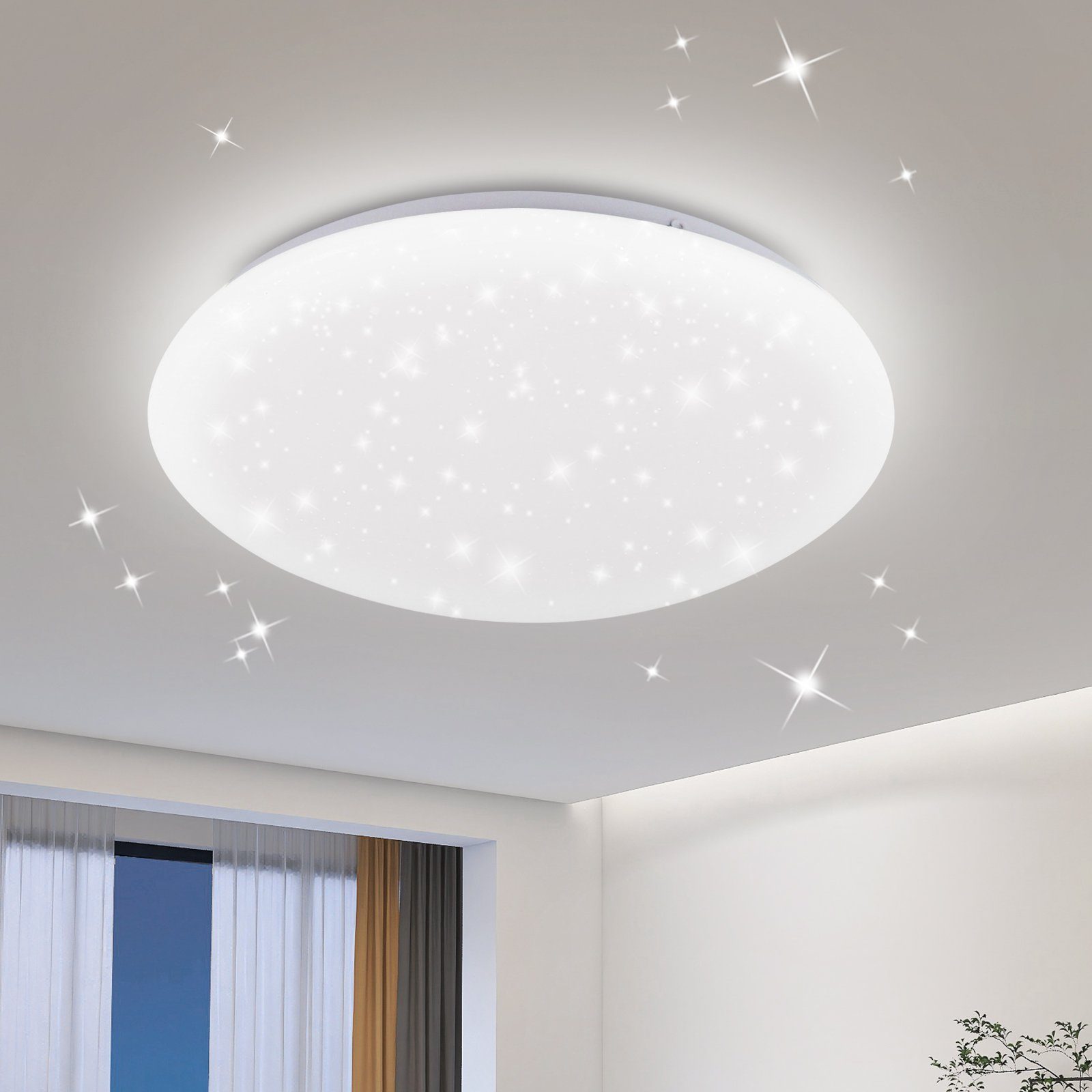 NETTLIFE LED - kattovalaisin, 12W 6000K, 25cm, neutraalin valkoinen, tähtitaivas - kattovalaisin, pyöreä eteisvalaisin, lasten makuuhuoneeseen