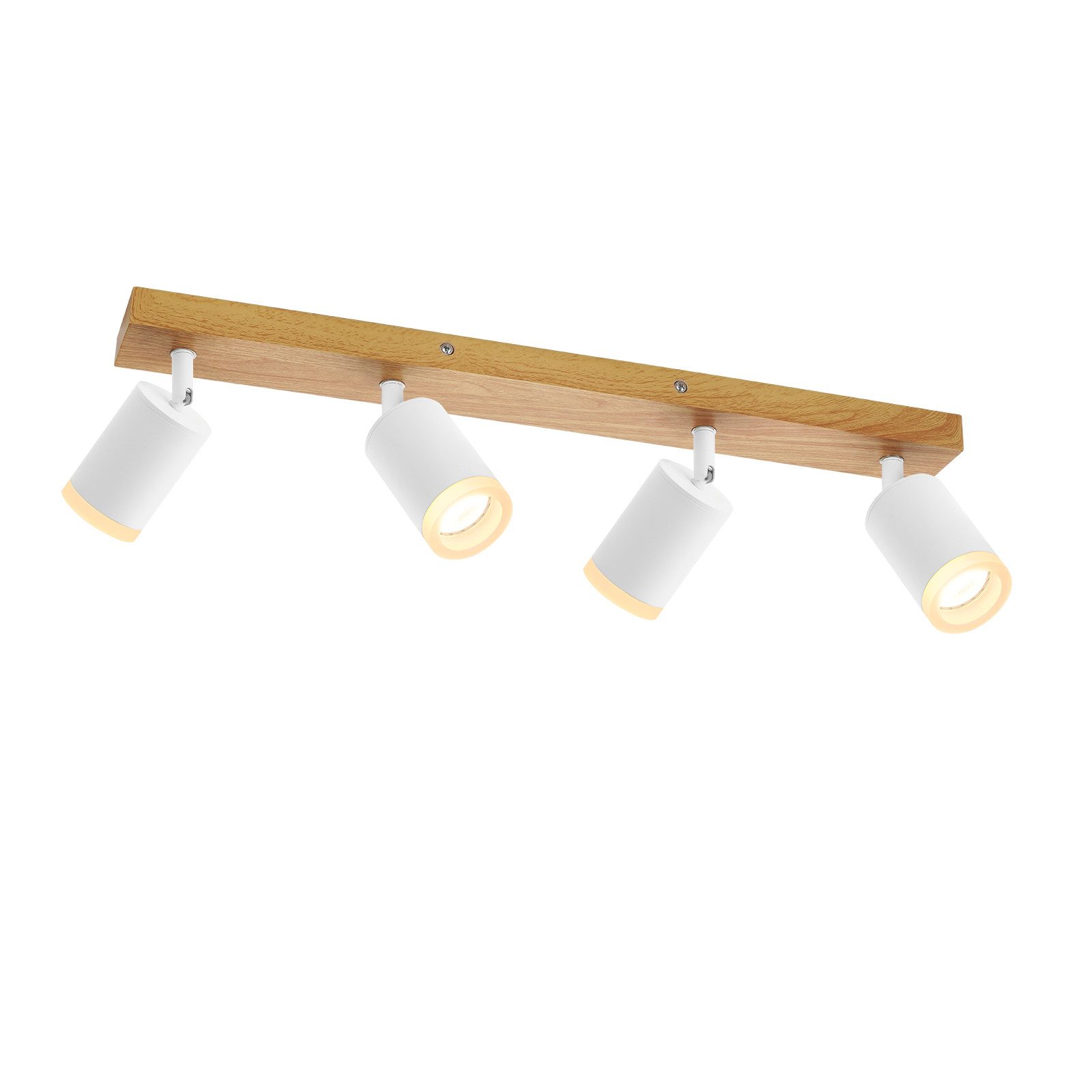 NETTLIFE 4-liekkinen kattokohdevalaisin, valkoinen, puu, GU10, 350° säädettävä seinäkohdevalaisin, vintage-tyylinen, teollinen, retro