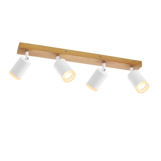 NETTLIFE 4-liekkinen kattokohdevalaisin, valkoinen, puu, GU10, 350° säädettävä seinäkohdevalaisin, vintage-tyylinen, teollinen, retro