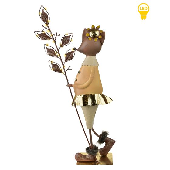 Hiirirouva-LED-figuuri HAZEL, kultainen, metallia, 18x8x63 cm