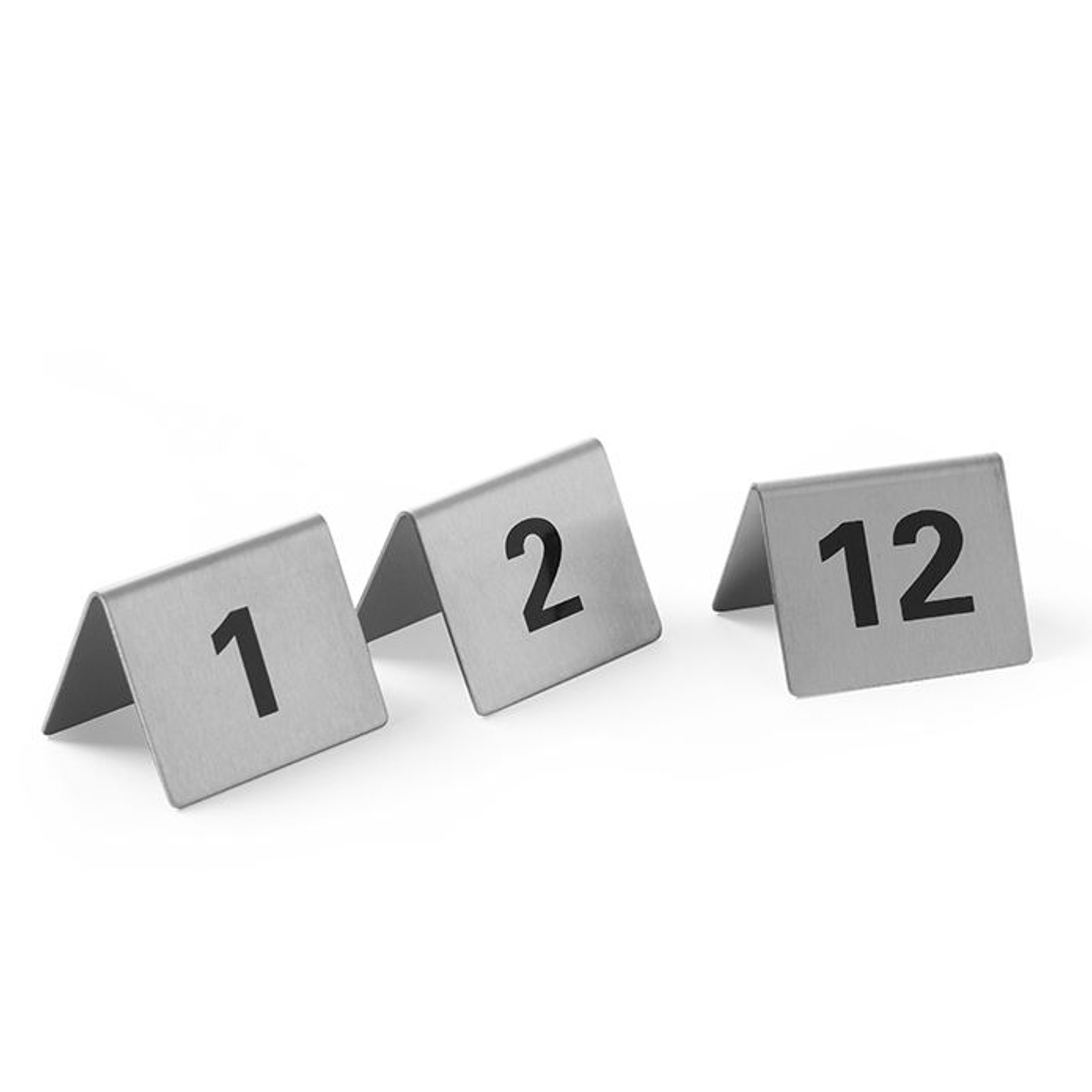 Pöydän numero 1-12 ohjekilpi, ruostumatonta terästä, 12 kpl:n sarja - Hendi 663844