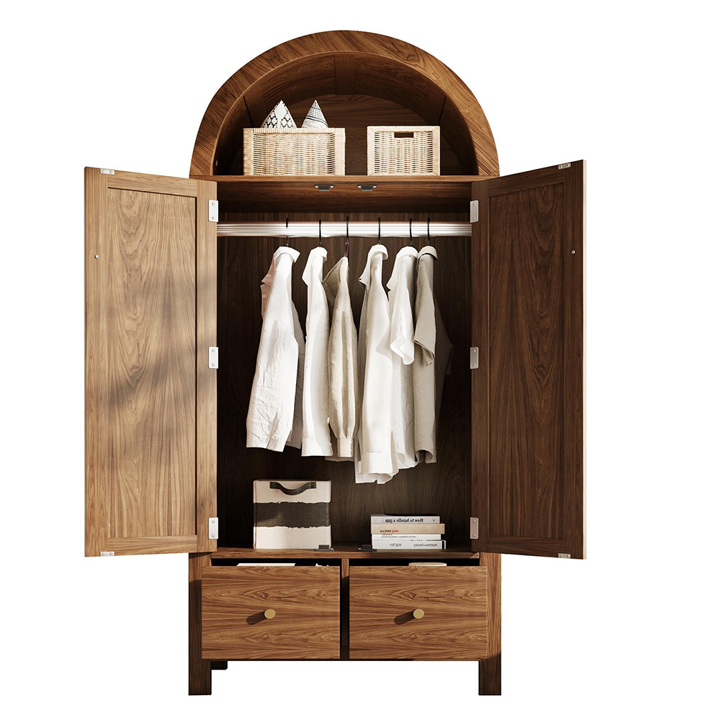 Rottinkipunoskaappi 181x78x45 cm, pähkinä