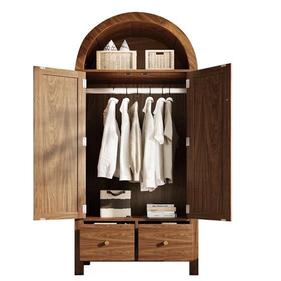 Rottinkipunoskaappi 181x78x45 cm, pähkinä