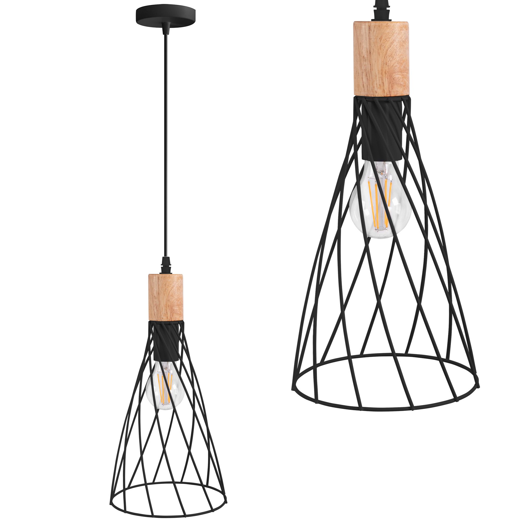TOOLIGHT riippuva kattovalaisin APP1268-1CP musta, 18x18x35cm