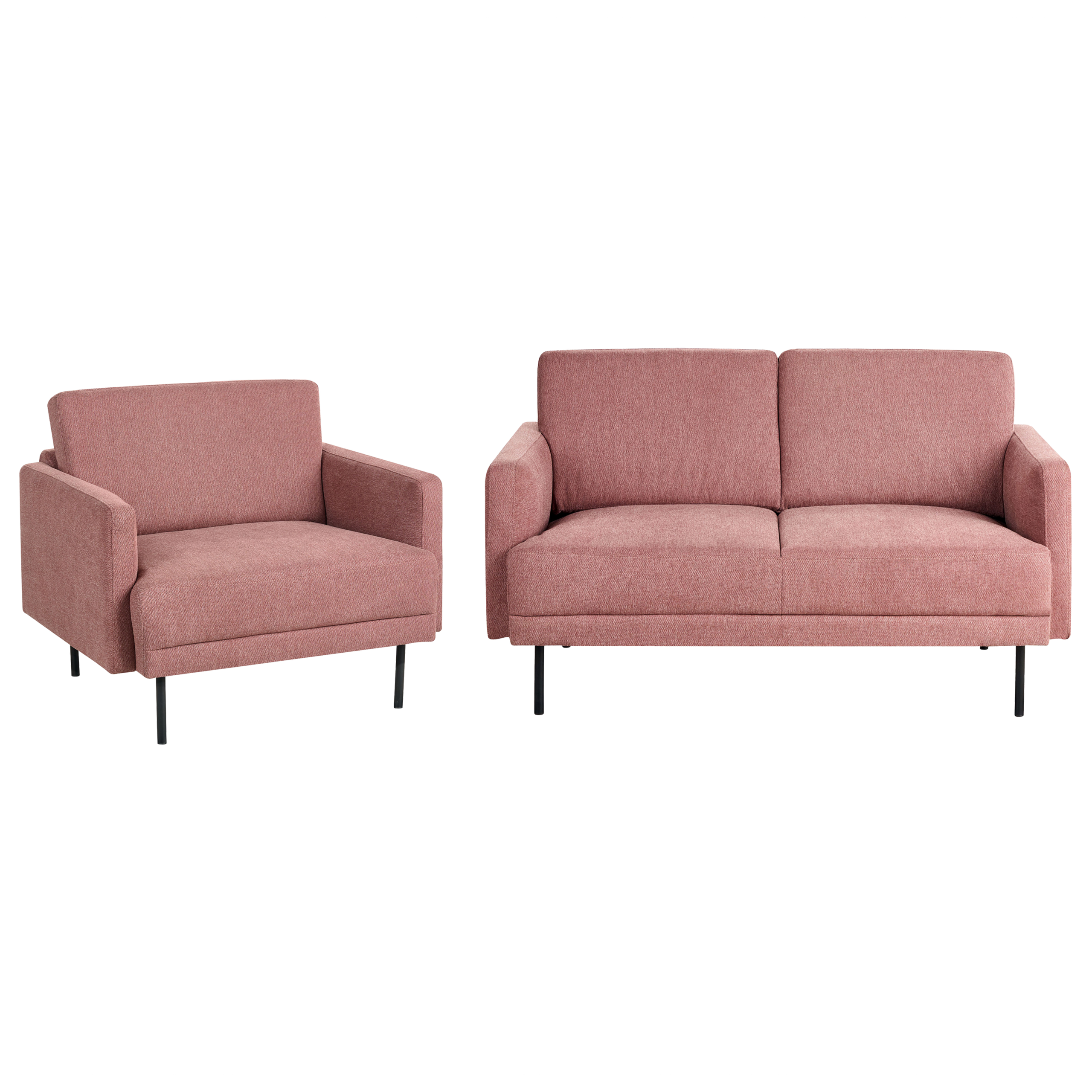 Sohvaryhmä 2-istuttava BREDA kangas Vaaleanpunainen