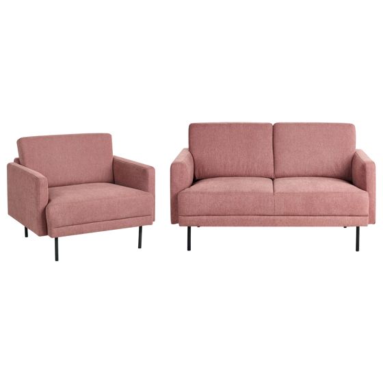 Sohvaryhmä 2-istuttava BREDA kangas Vaaleanpunainen