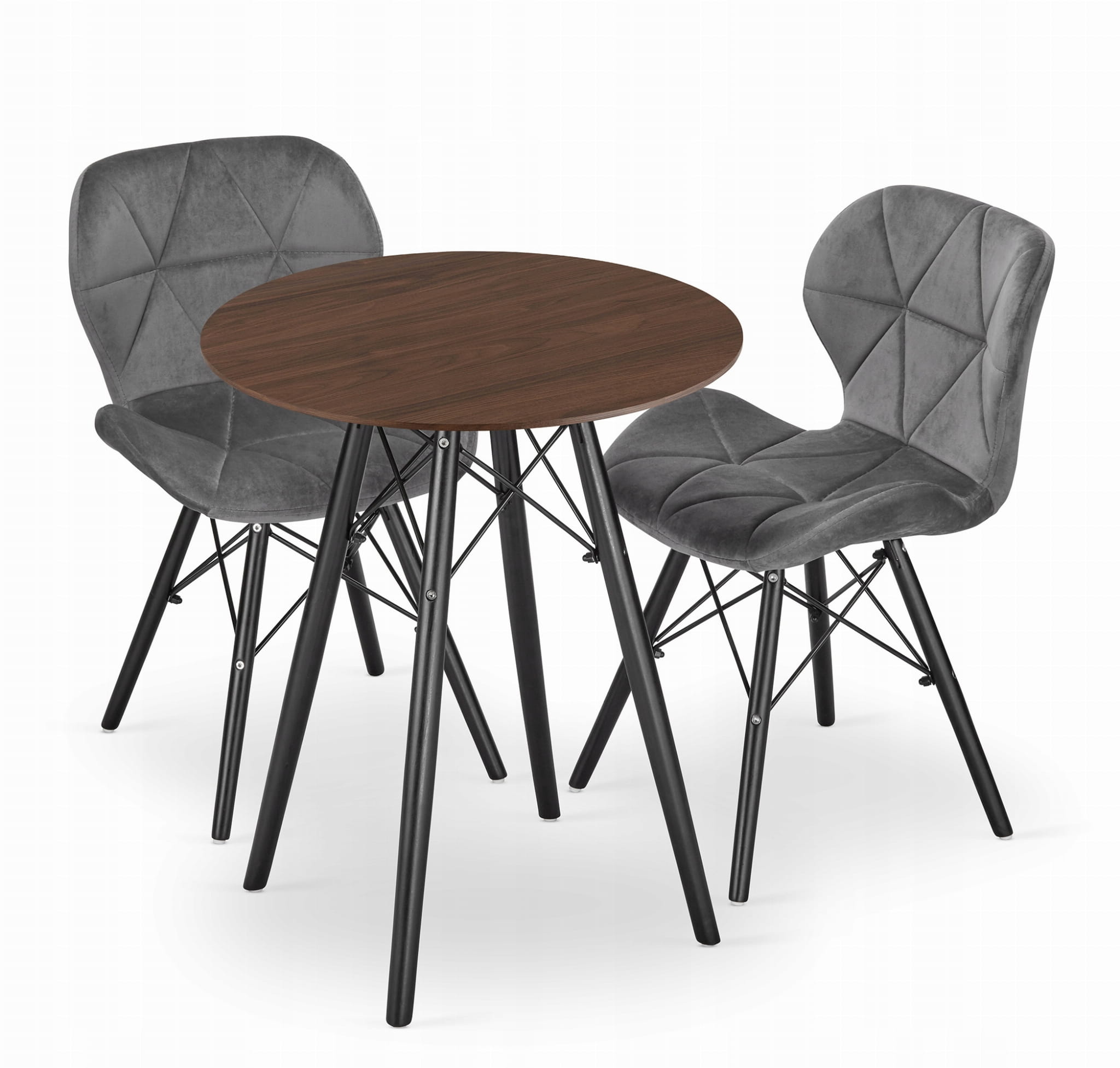 TODI 60 pyöreä pöytä saarni ja 2 LAGO-tuolia, harmaa