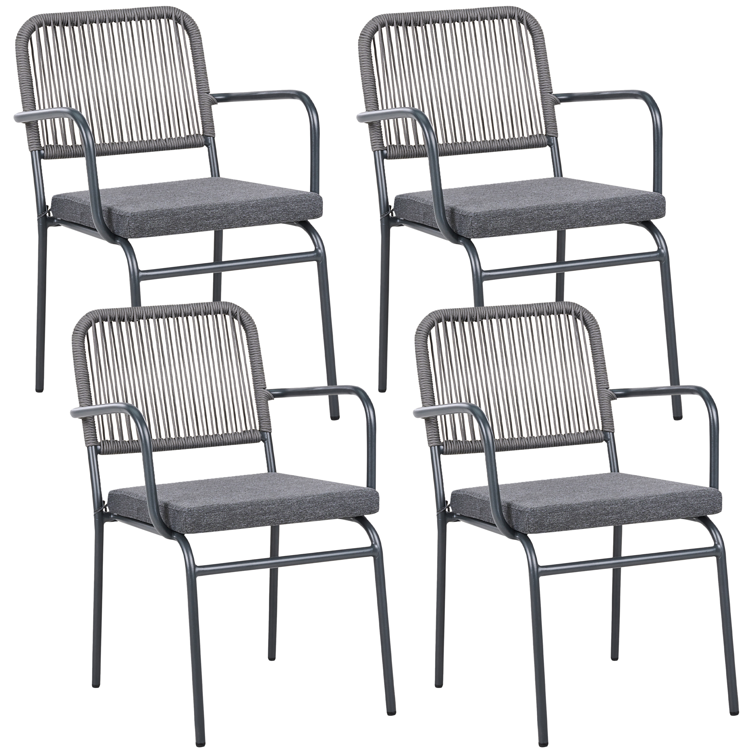 Puutarhatuolisetti pehmusteilla 4 kpl TACENO metalli Harmaa