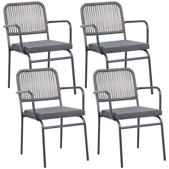 Puutarhatuolisetti pehmusteilla 4 kpl TACENO metalli Harmaa