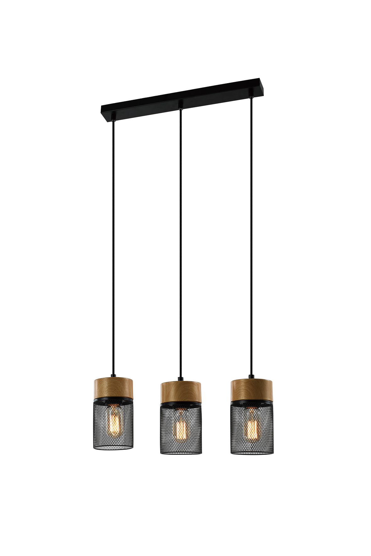 NETTLIFE Vintage - riippuvalaisin, puukuvio, ruokapöytä, musta, teollinen, E27, 25 W, riippuvalaisin