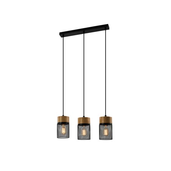 NETTLIFE Vintage - riippuvalaisin, puukuvio, ruokapöytä, musta, teollinen, E27, 25 W, riippuvalaisin