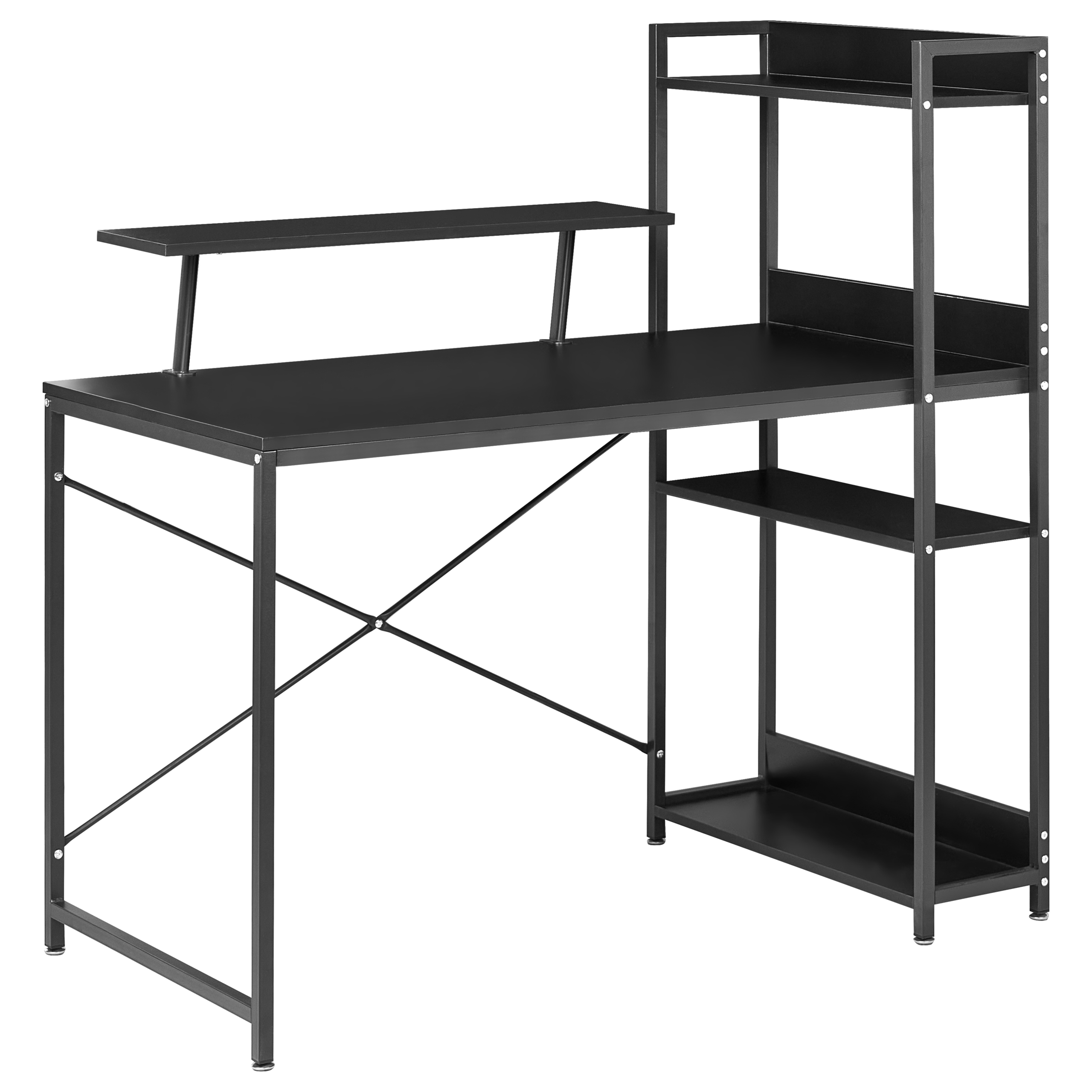 Työpöytä muistitaululla BILOXY 120 cm 64 cm hyllyillä Musta