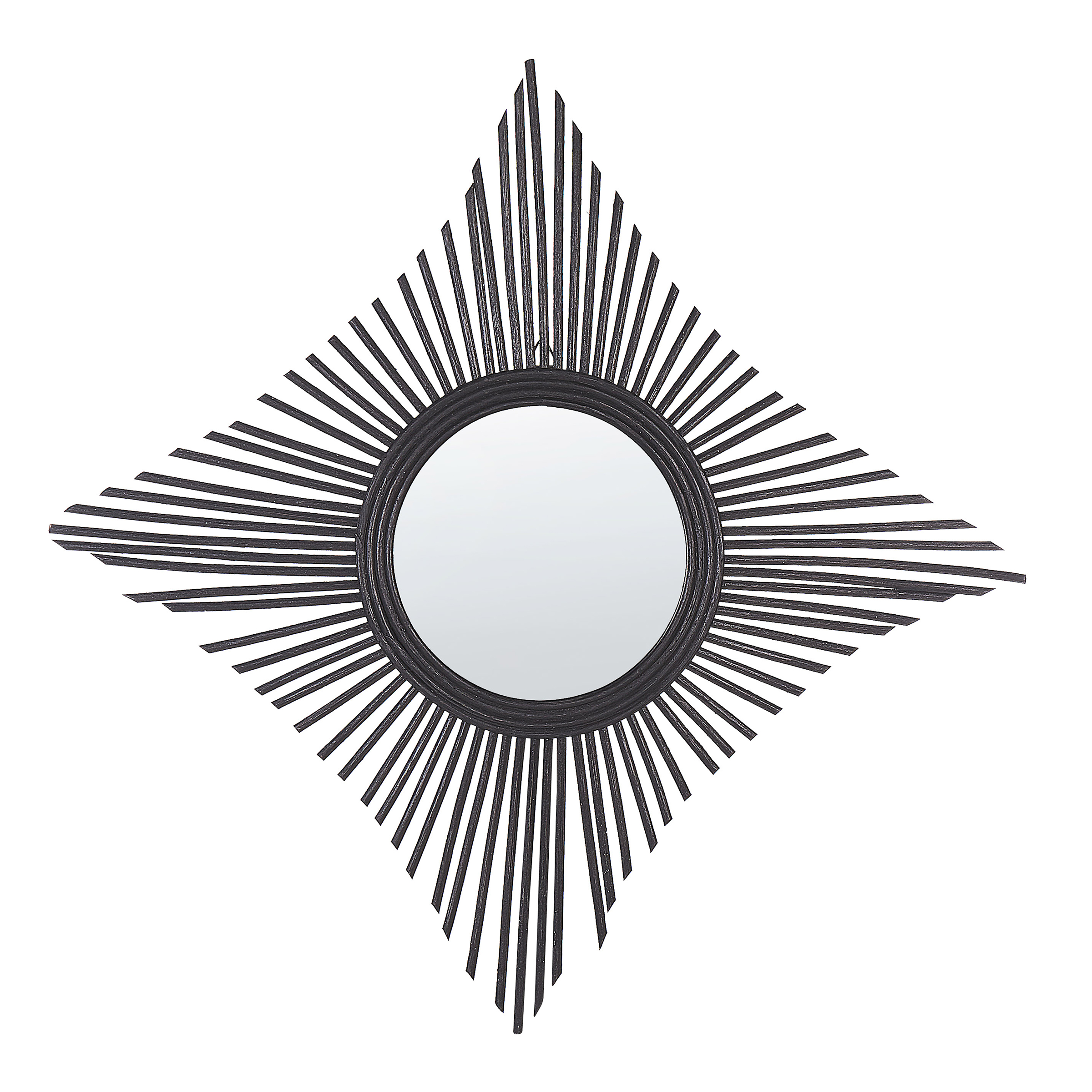 Seinäpeili MAJENE 60 cm 60 cm rottinki Musta