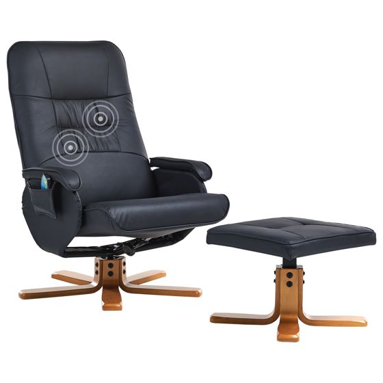 Hierontatuoli RELAXPRO ja rahi keinonahka Musta