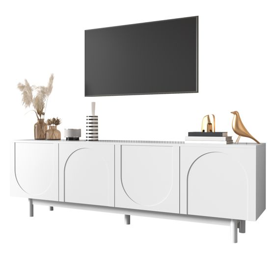 TV-taso 175x38x56 cm valkoinen lastulevy säilytyksellä ja säädettävillä hyllyillä