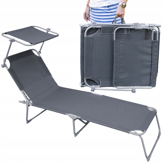 TAITETTAVA PUUTARHALOUNGE KATOLLA HARMAA TERÄSTÄ RANTATUOLI AURINKOTUOLI