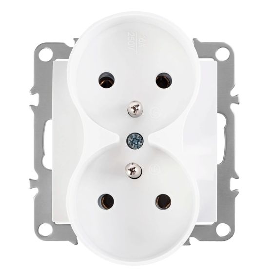 Toolight Kaksiosainen maadoitettu pistorasia OSTE JNH002-G Valkoinen 5, 1x7, 4x8, 4cm