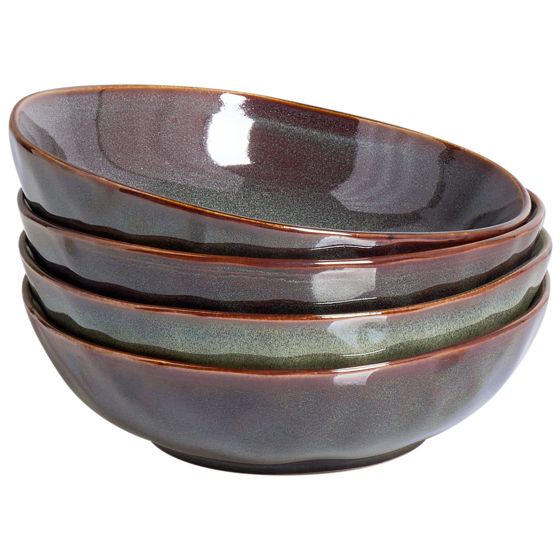 Syvä lautassetti 4 kpl THYME kivitavara Tummanvihreä