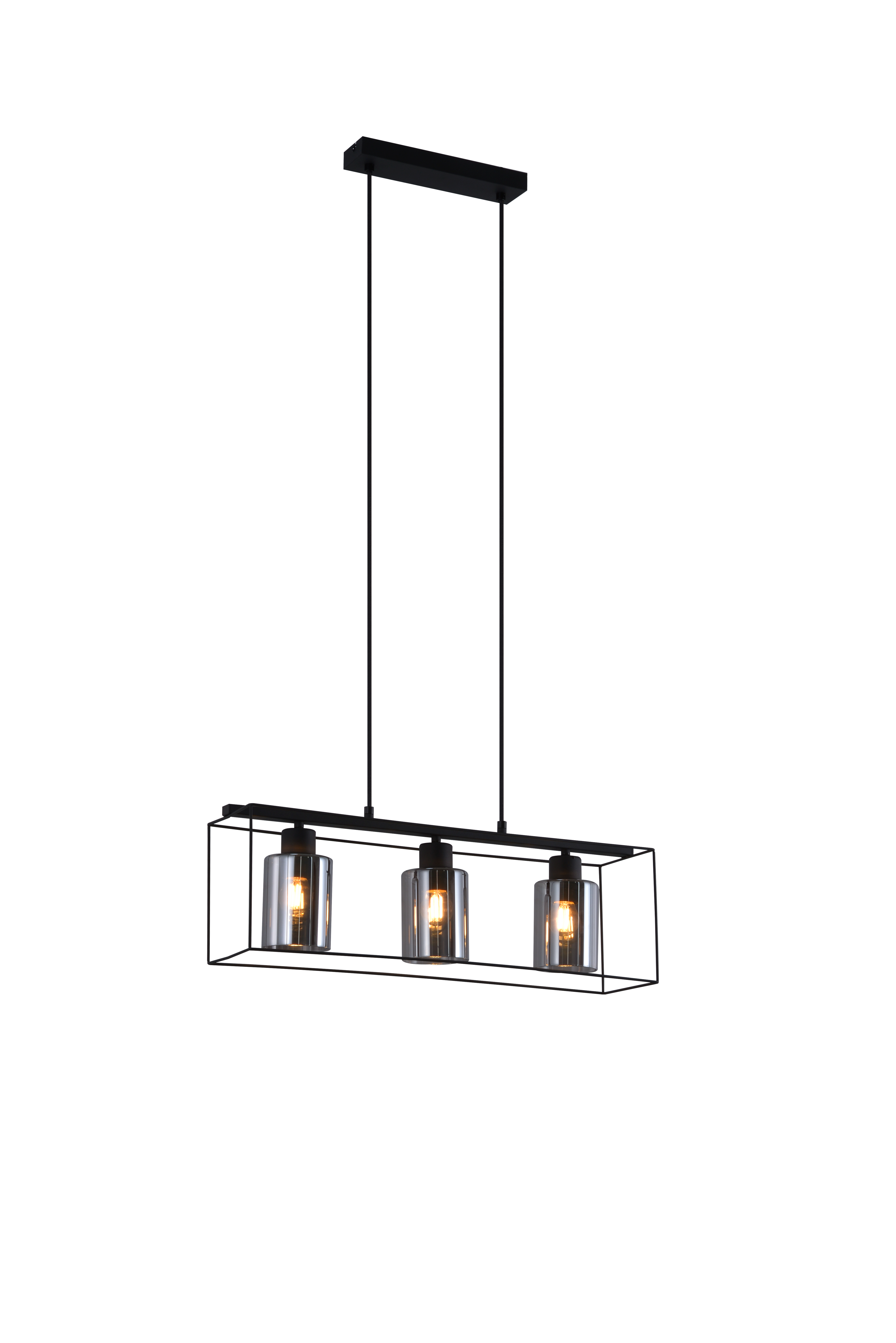 NETTLIFE musta riippuvalaisin, 3 vintage - lasiliekkiä, E27, korkeussäädettävä riippuvalaisin