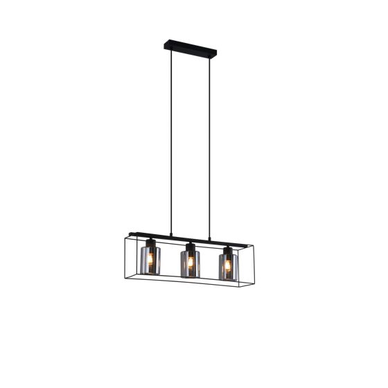 NETTLIFE musta riippuvalaisin, 3 vintage - lasiliekkiä, E27, korkeussäädettävä riippuvalaisin