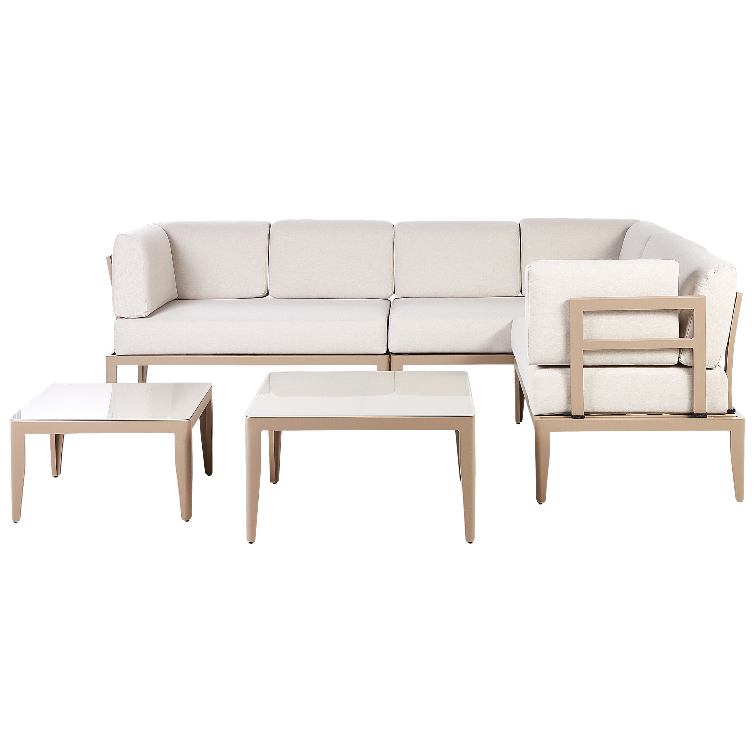 Ulkokulmasohva ja pöytä 6-istuttava RIMA III modulaarinen Metalli Vaaleanbeige Vasen