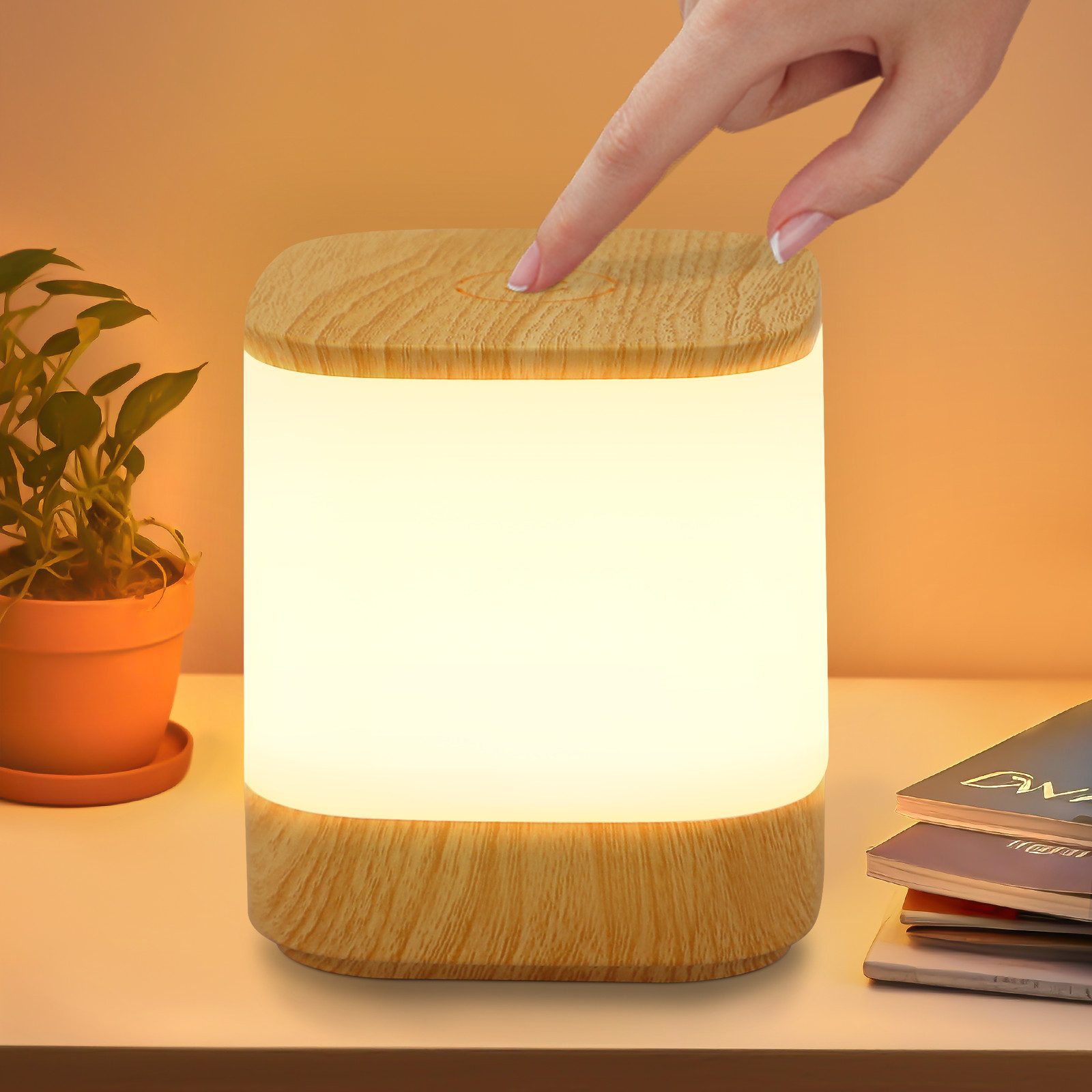 NETTLIFE LED-pöytävalaisin, jossa 3 värilämpötilaa, yövalo, 3600 mAh akku, USB