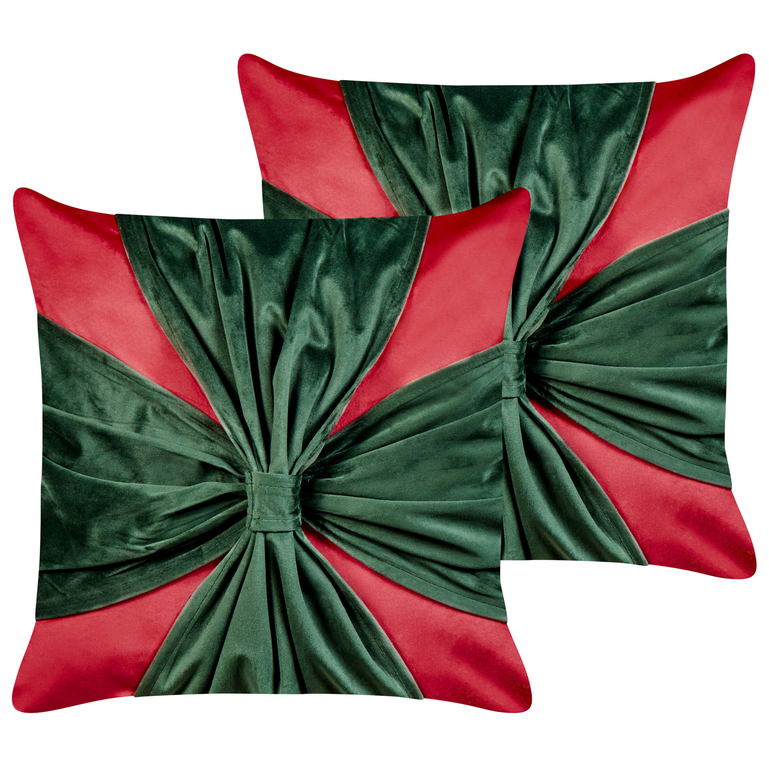 Koristetyynysetti 2 kpl MARSHMALLOW 45 x 45 cm Sametti Punainen Joulukuvio