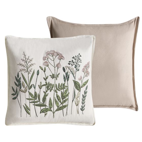 Koristetyynysetti 2 kpl FERNA 45 x 45 cm Puuvilla Valkoinen/beige Kukkakuvio