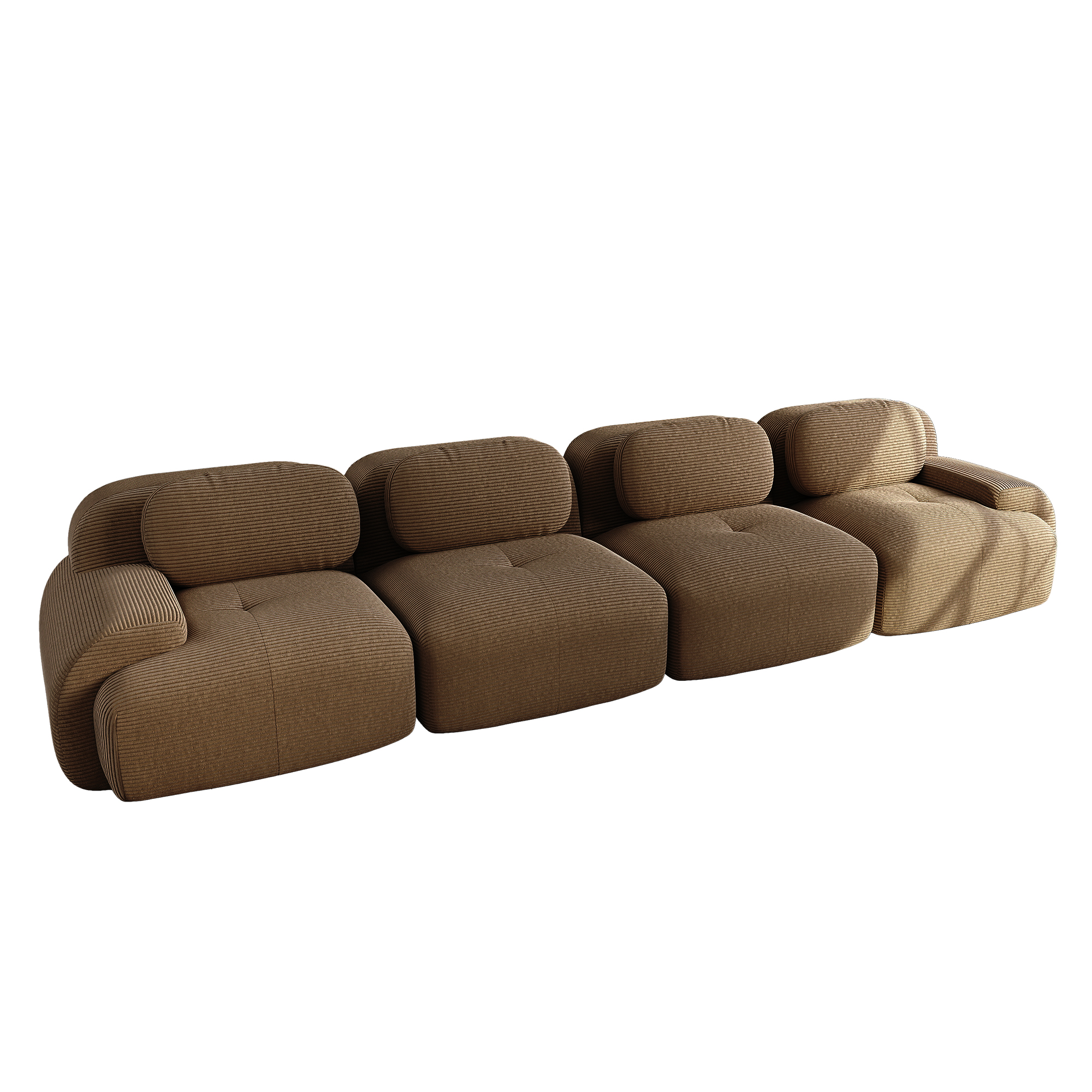 moduulisohva 4-paikkainen ruskea korduroy pehmeä ergonominen