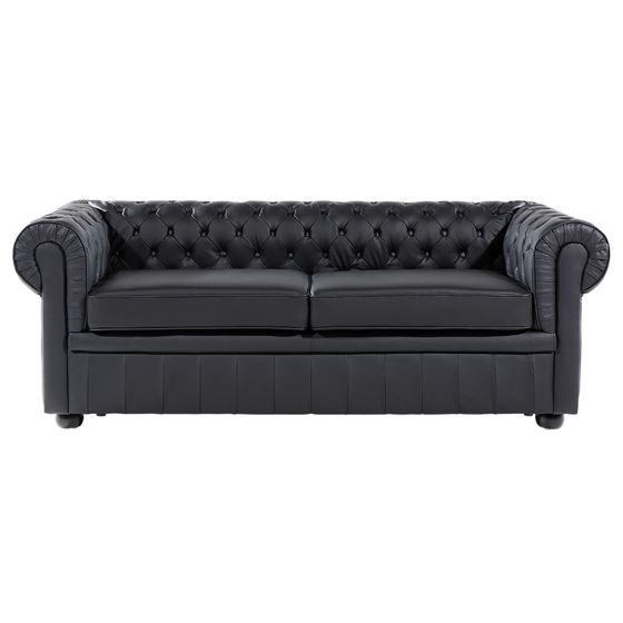 Sohva CHESTERFIELD nahka Musta 3-istuttava
