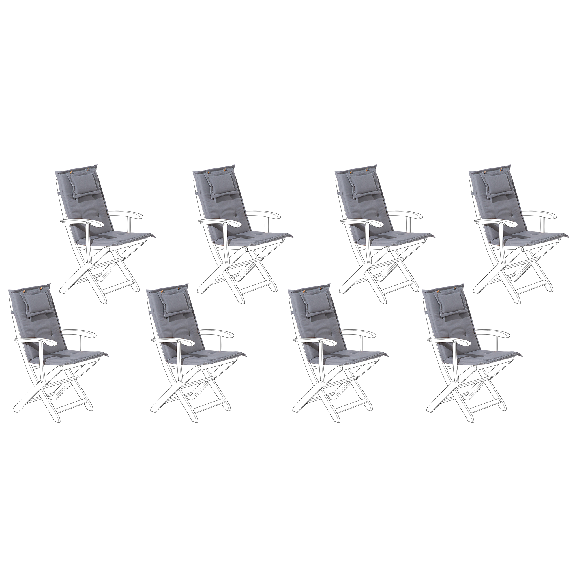 Selkä-/istuintyynysetti 8 kpl MAUI 40 x 54 cm Harmaa