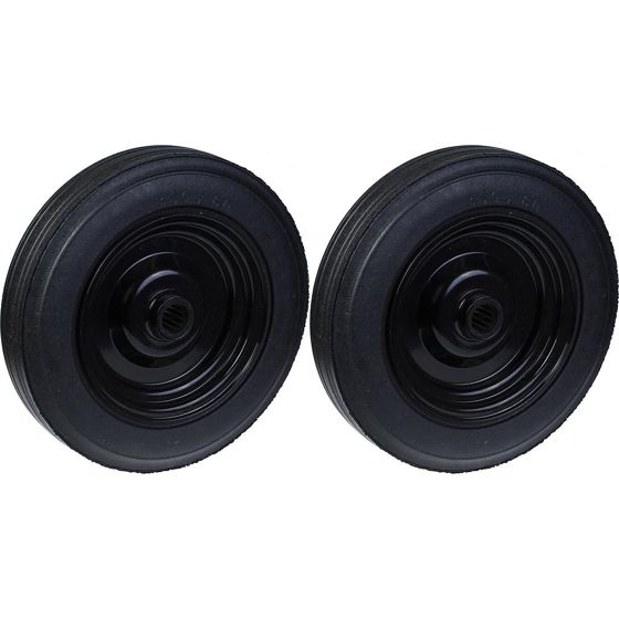 350mm 14" pyörä kumirengas puristettu teräskeskiö 31.8mm vahva 800kg, 2 kpl:n sarja.