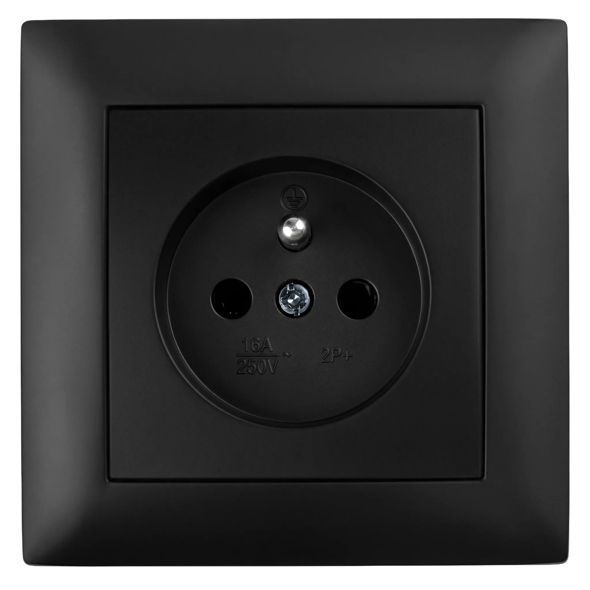 Toolight Yksiosainen maadoitettu pistorasia JNH001-G + kehys Musta 4, 3x8, 4x8, 4cm