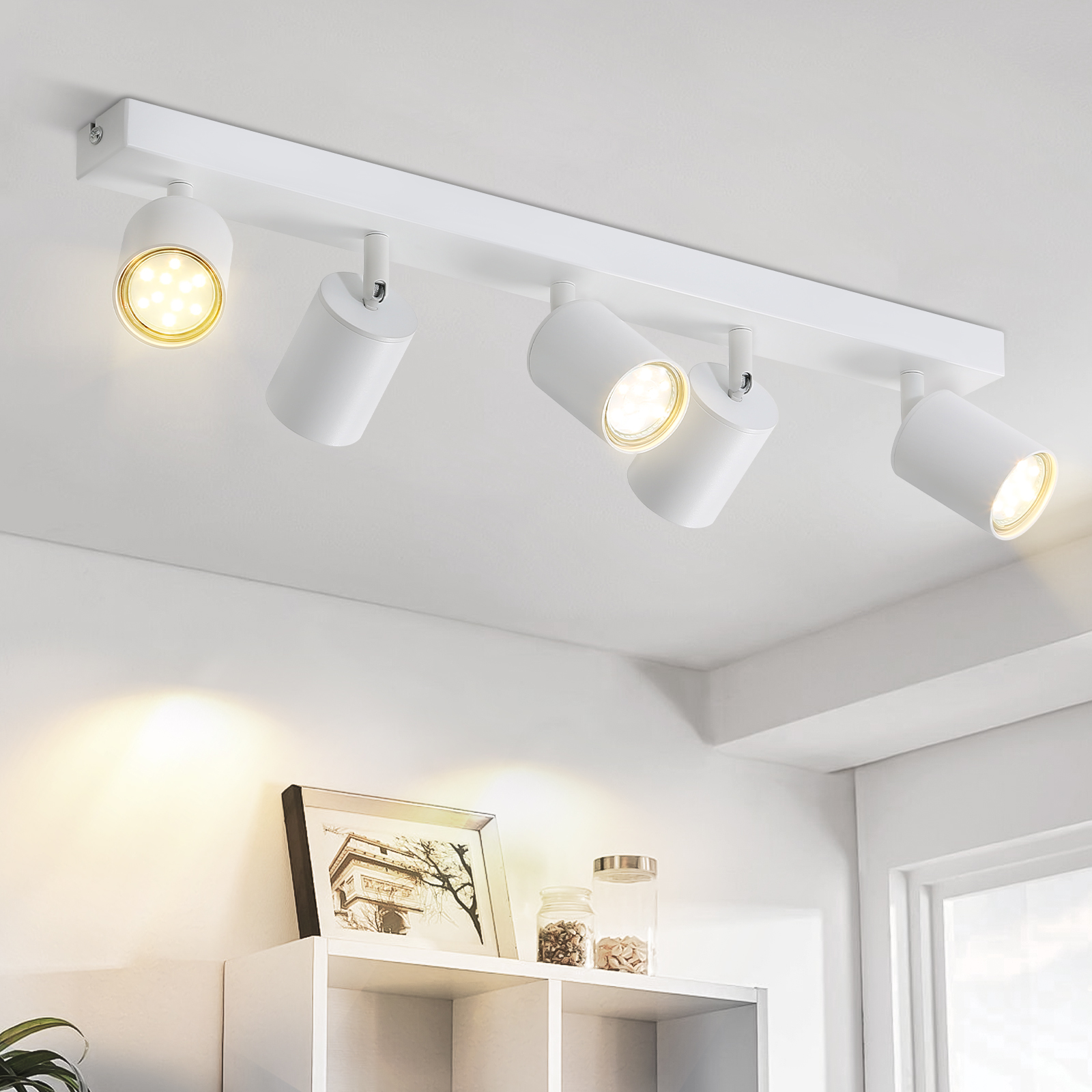 NETTLIFE 5 valkoista LED - kattospottilamppua GU10 liekki 330° kääntyvä moderni teollinen seinävalaisin olohuoneeseen makuuhuoneeseen ilman polttimoa