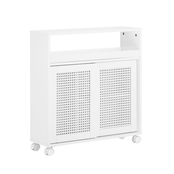 SoBuy WC-kaappi BZR119-W luonnonrauta-kaappi liukuovilla