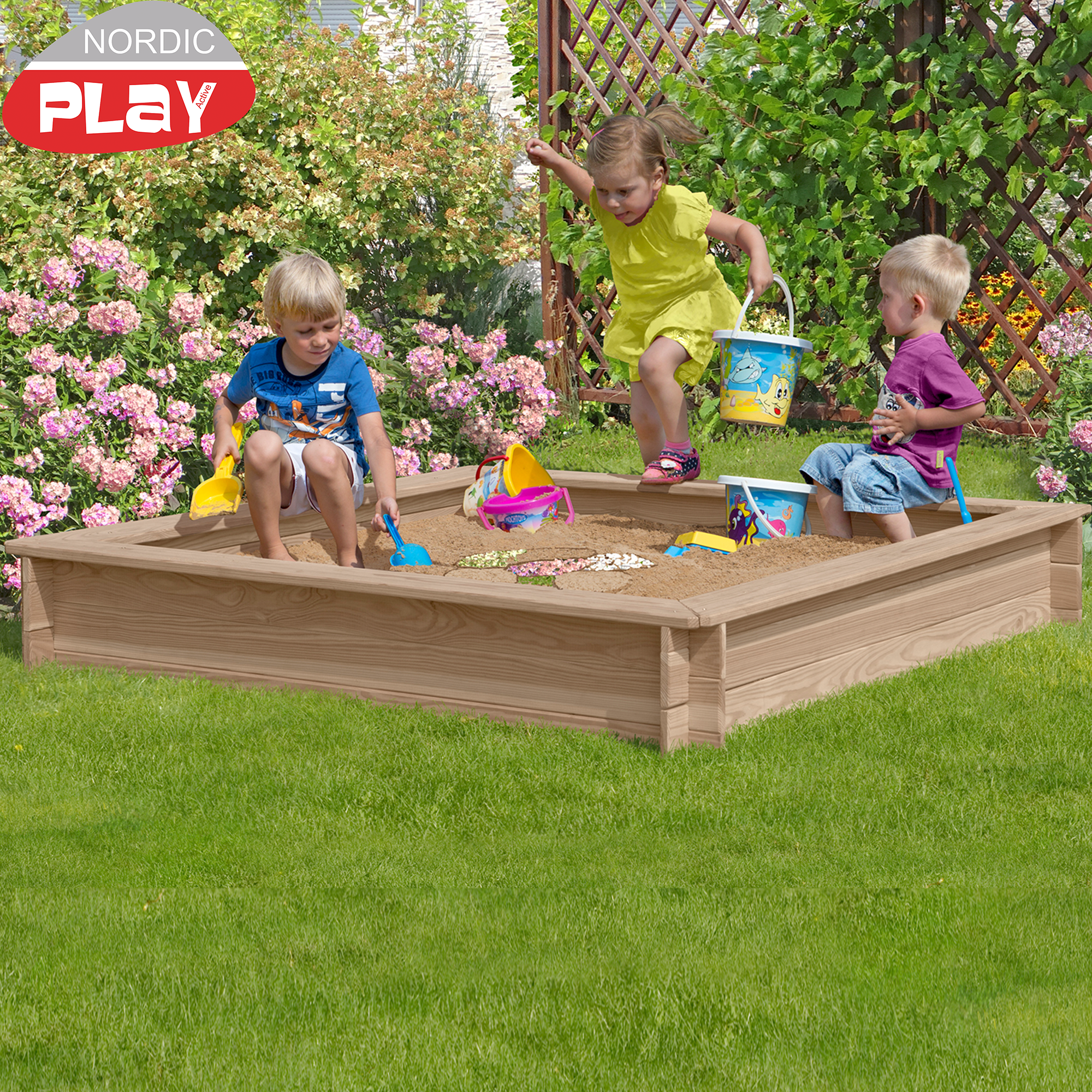 Hiekkalaatikko, lehtikuusi, 150 x 150 cm NORDIC PLAY