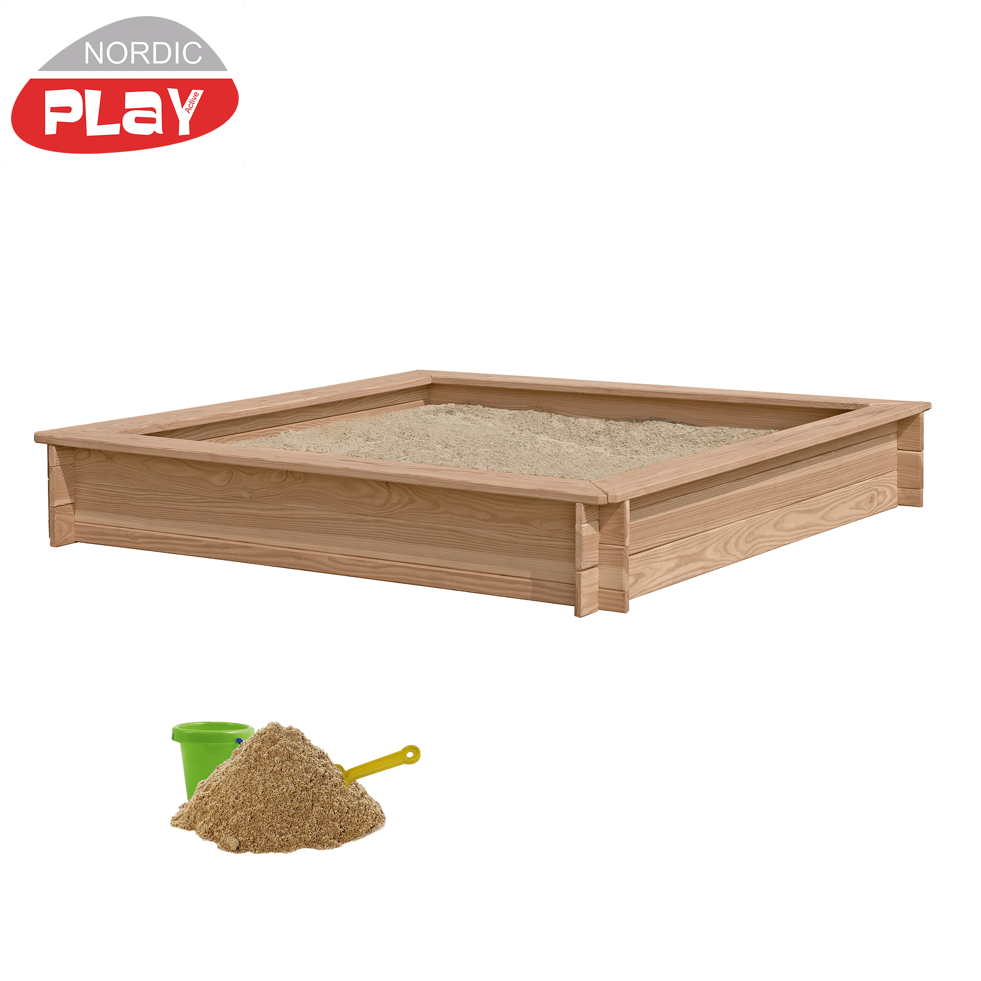 Hiekkalaatikko, lehtikuusi, 240kg hiekkaa, 150 x 150 cm NORDIC PLAY
