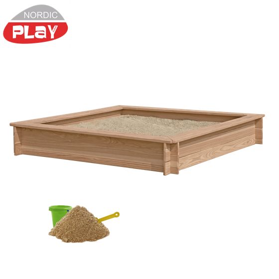 Hiekkalaatikko, lehtikuusi, 240kg hiekkaa, 150 x 150 cm NORDIC PLAY
