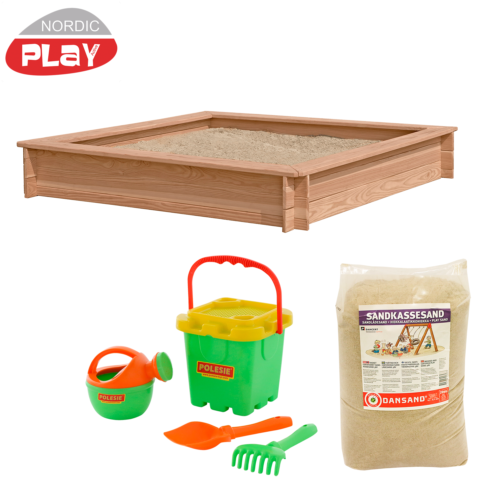 Hiekkalaatikko, lehtikuusi, 150 x 150 cm NORDIC PLAY