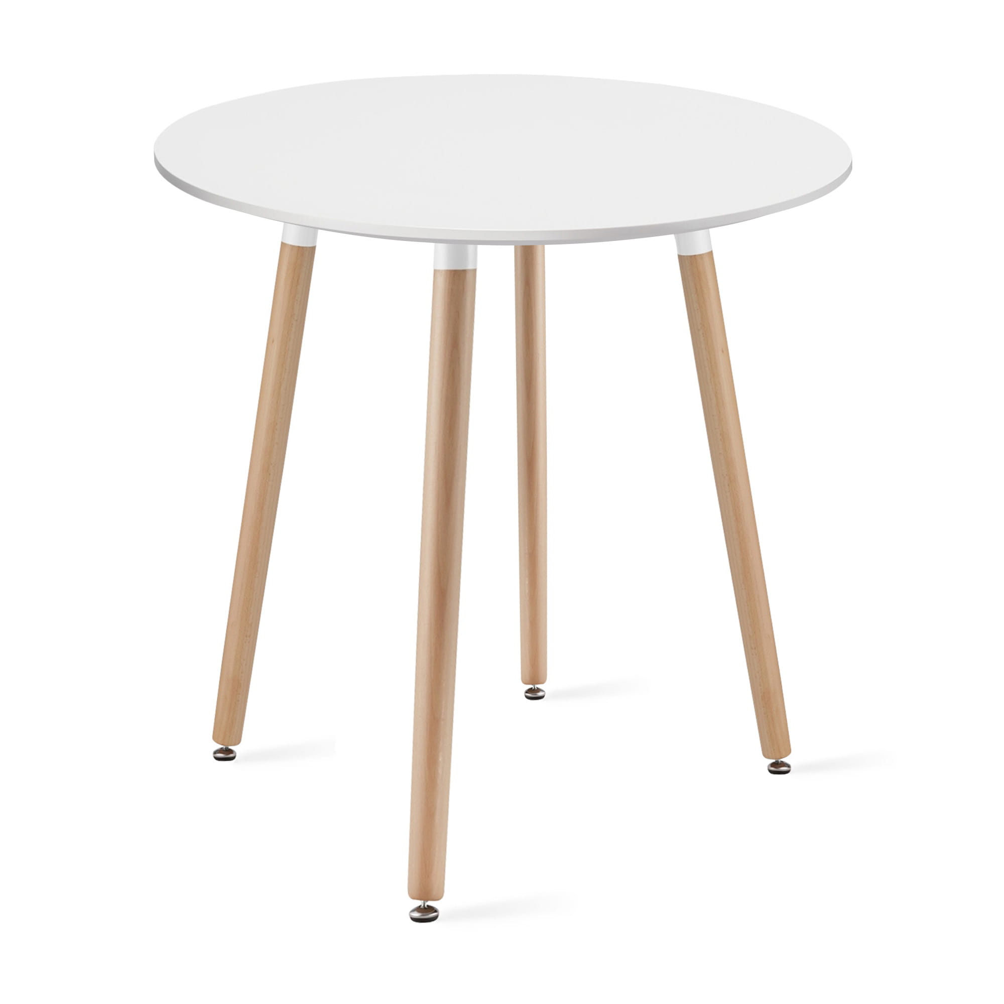 KAMI Pyöreä pöytä 80cm - valkoinen / luonnonväriset jalat