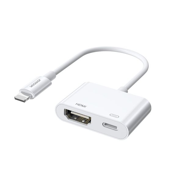 iPhone Lightning - HDMI FullHD + Lightning-sovitin, valkoinen