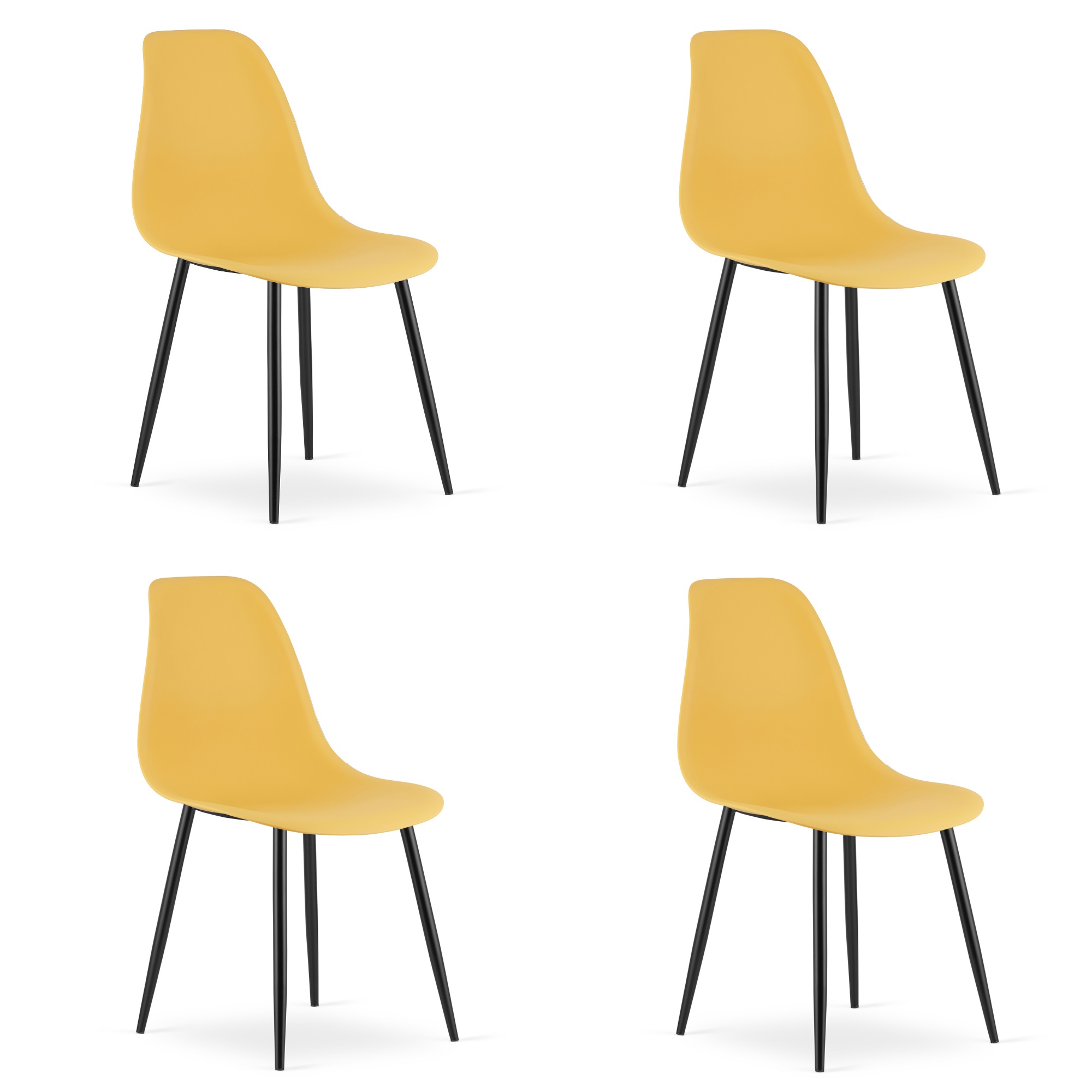 WAT-tuoli, sinapinkeltainen, mustat jalat, 4 kpl