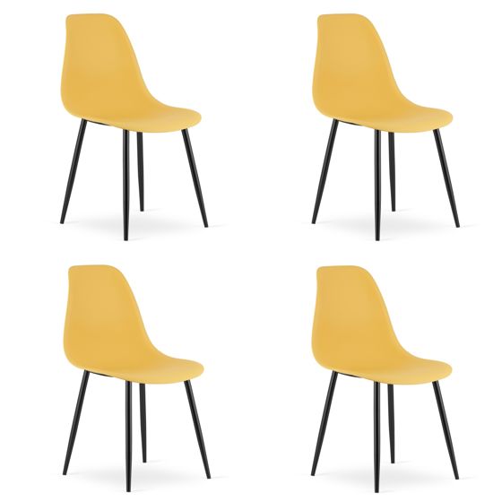 WAT-tuoli, sinapinkeltainen, mustat jalat, 4 kpl