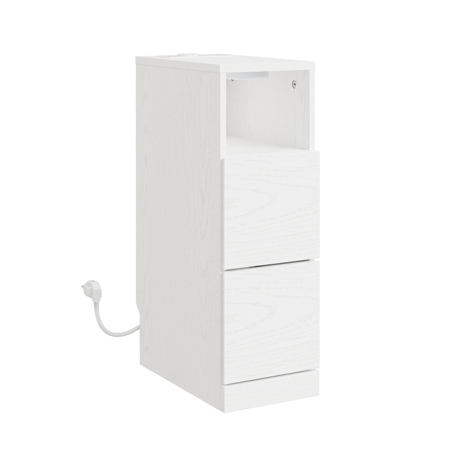 Sivupöytä LED-valolla ja pistorasialla vaahteranvalkoinen 35.0x20.0x60.0 cm FBT149-E-WG