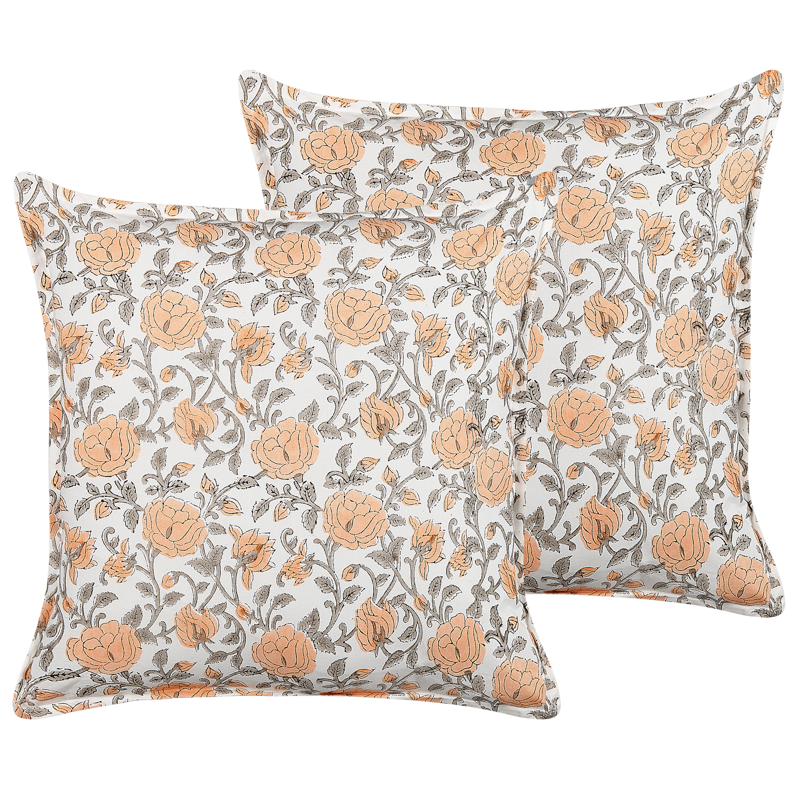 Koristetyynysetti 2 kpl MEADIA puuvilla 45 x 45 cm Punainen Kukkakuvio