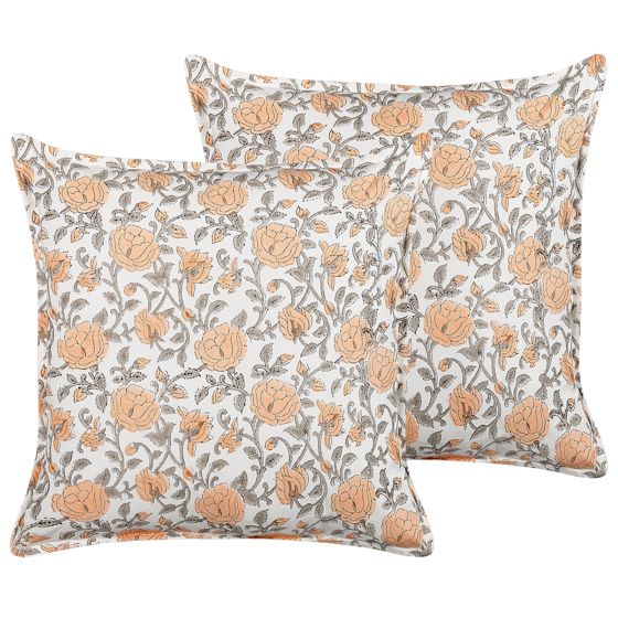 Koristetyynysetti 2 kpl MEADIA puuvilla 45 x 45 cm Punainen Kukkakuvio