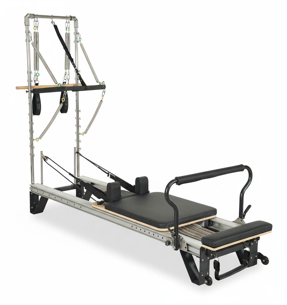 Cuore Pilates -reformer alumiinitornilla: säädettävä vastus, kevyt ja helppo kuljettaa