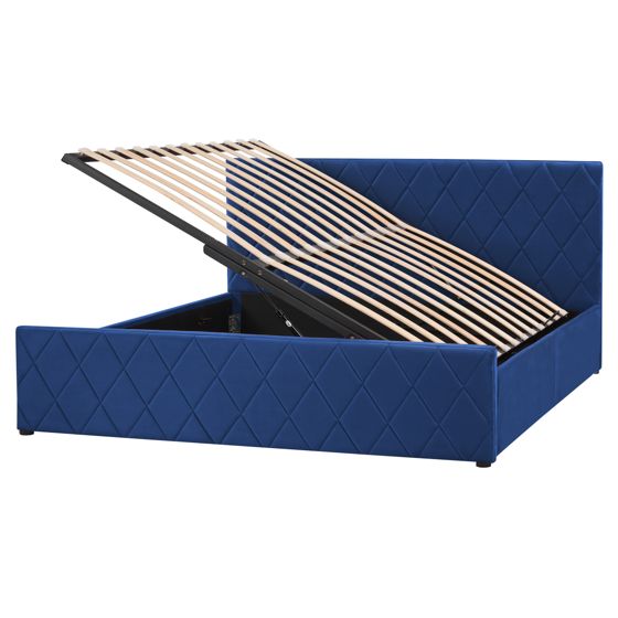 Sänky säilytystilalla sametti ROCHEFORT 160 x 200 cm Laivastonsininen