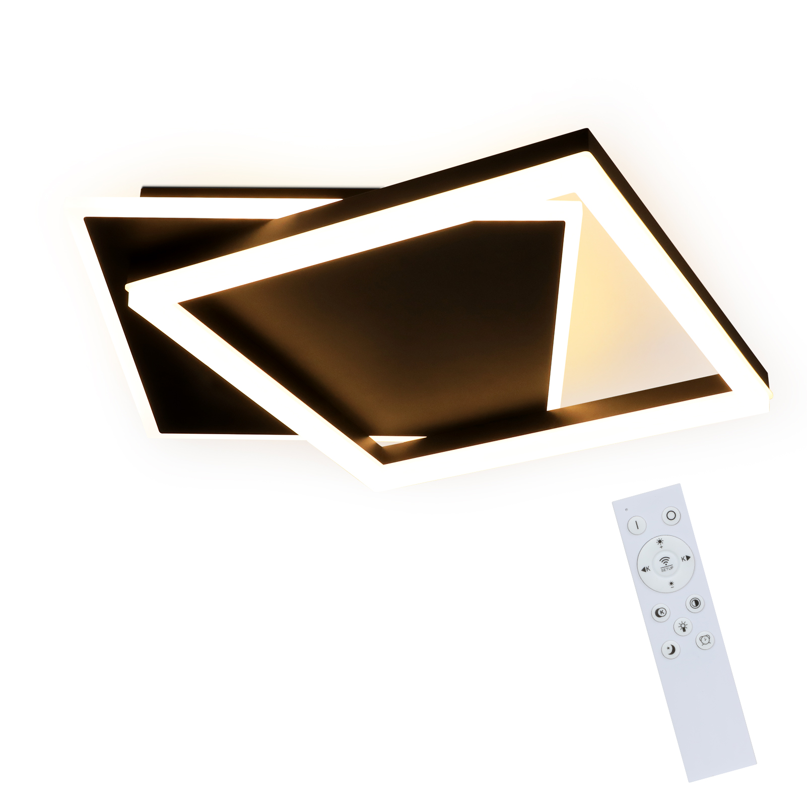 NETTLIFE LED-kattovalaisin makuuhuoneeseen, musta, himmennettävä, 42 W, moderni, kaukosäädin, neliönmuotoinen akryylikattovalaisin olohuoneeseen