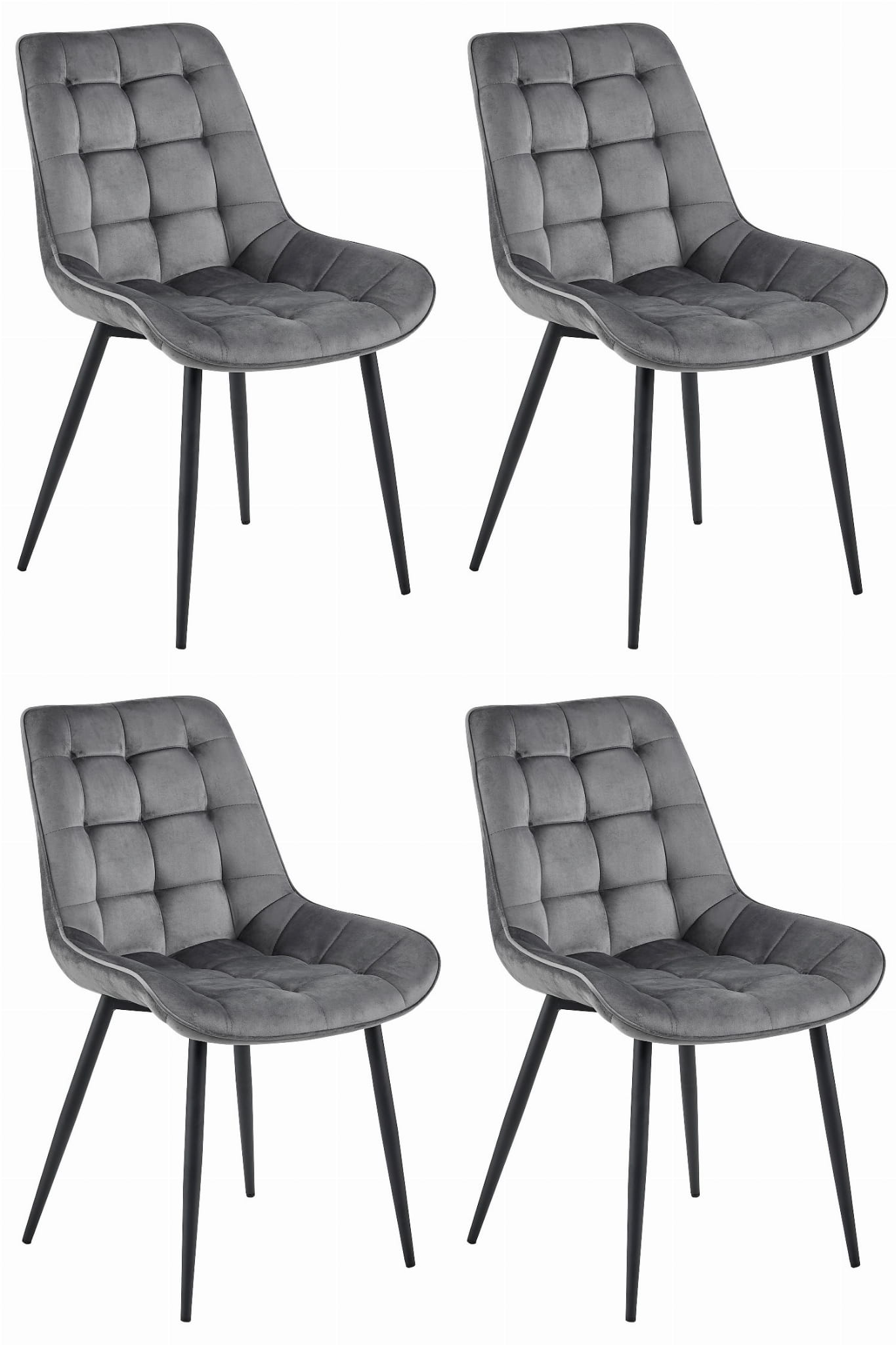 BERA-tuoli, tummanharmaa sametti, mustat jalat (4 kpl)